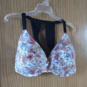 Cacique Floral Push-Up Bra with Black Racerback